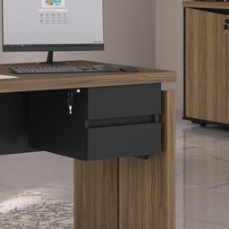 Mesa para Escritório Diretor em Tamburato com 2 Gavetas 1,6m Elegance - 18