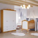 Ver imagem 1 de Quarto de Bebê 2 Peças com Berço e Guarda-Roupa 4 Portas 4 Gavetas Aquarela Espresso Móveis Bege/Nature/Branco