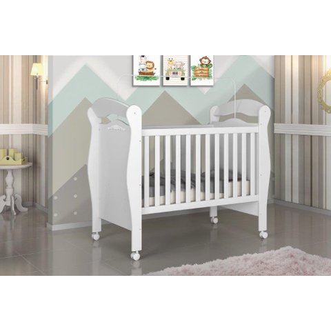 Berço Mini Cama Pimp 3 em 1 com Suporte para Véu e Rodízios Cor Branco Ja