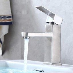 Torneira Banheiro Aço Escovado Quente Fria Pequena com Kit Instalação - 1