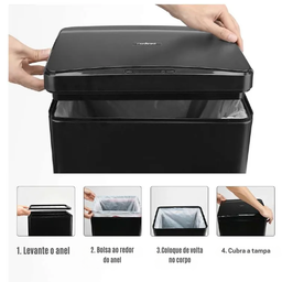 Lixeira de Cozinha Banheiro Automática Retangular 50 Litros com Sensor em Aço Inox Anti Ferrugem - 4