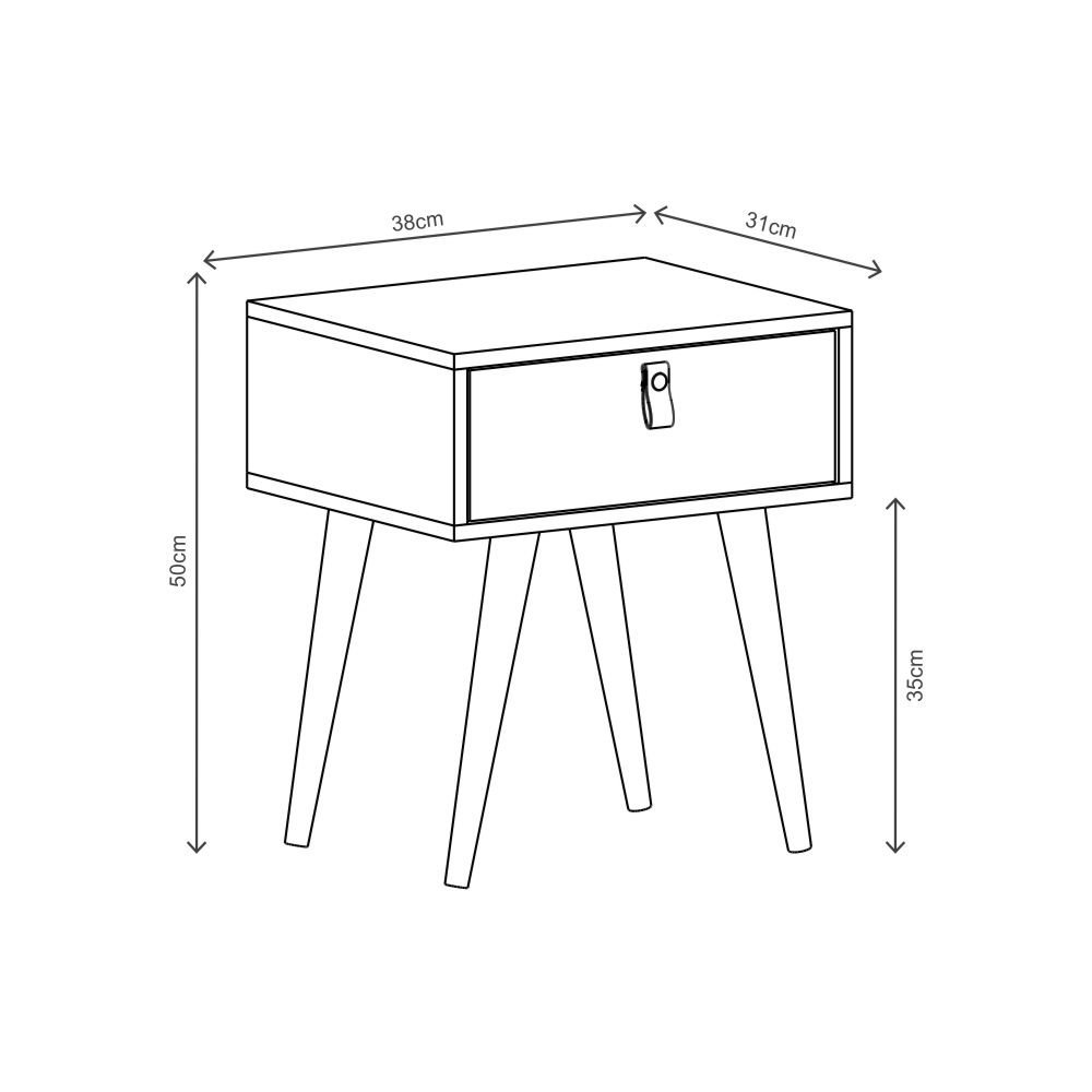 Mesa De Cabeceira Retrô Com 1 Gaveta e Pés Palito - Mérito Ayla - Off White - 3