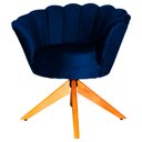 Ver imagem 1 de Poltrona Decorativa Pétala Pés Madeira Giratório Veludo Azul Marinho - Ds Estofados