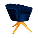 Ver imagem 3 de Poltrona Decorativa Pétala Pés Madeira Giratório Veludo Azul Marinho - Ds Estofados