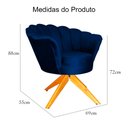 Ver imagem 5 de Poltrona Decorativa Pétala Pés Madeira Giratório Veludo Azul Marinho - Ds Estofados