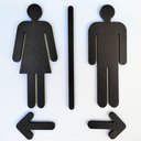 Ver imagem 1 de Quadro/placa Sinalização Mas/fem E Setas - Banheiro Unissex - Toque 3D:Preto