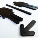 Ver imagem 3 de Quadro/placa Sinalização Mas/fem E Setas - Banheiro Unissex - Toque 3D:Preto