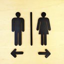 Ver imagem 2 de Quadro/placa Sinalização Mas/fem E Setas - Banheiro Unissex - Toque 3D:Preto