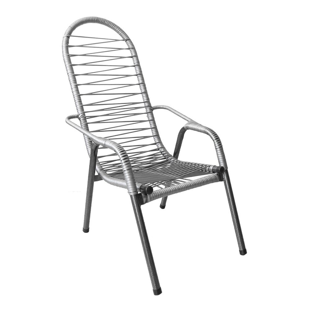 Cadeira de Fio para Varanda Area Externa Luxo Adulto Prata - 1