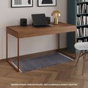 Ver imagem 1 de Escrivaninha Industrial Madeira Padrão Office Amêndoa Malta 137x53cm com Base Cobre