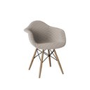 Ver imagem 4 de Conjunto de Mesa Industrial Base Dourada Tampo Quadrado 90cm Amêndoa 4 Poltronas Estofadas Nude