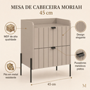 Ver imagem 2 de Mesa de Cabeceira Moriah Conect Luxo MDF Ripado Industrial Pés Ferro Pretos