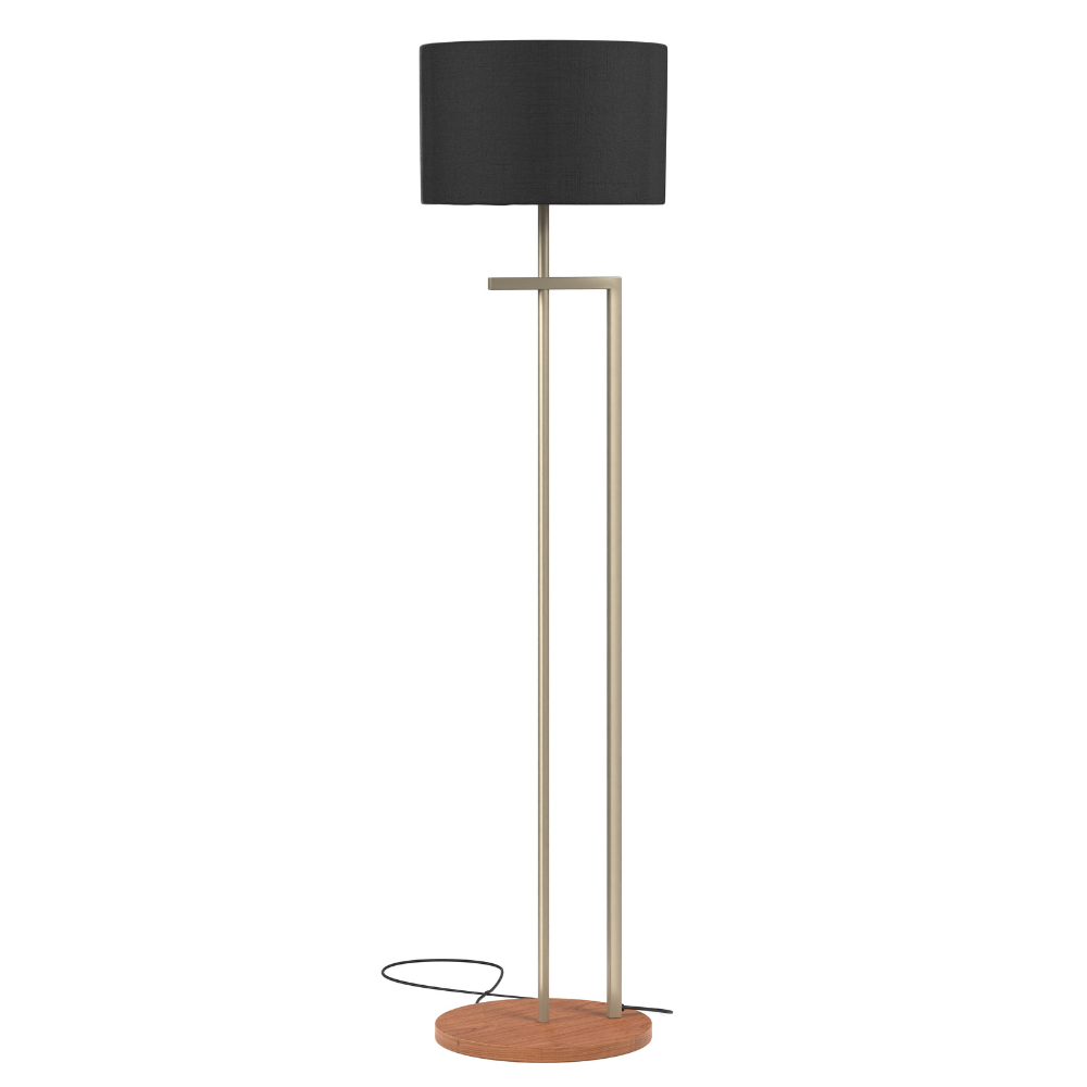 Abajur de Chão Decoração para Escritorio Base Mdf Bivolt Champagne com Preto - 1