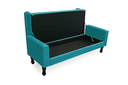 Ver imagem 3 de Jogo Cabeceira Geovana + Calçadeira Fênix Casal 140cm Suede Azul Turquesa