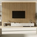 Ver imagem 1 de Rack Extensível com Painel TV 86 Polegadas 320x230cm Aruá CabeCasa MadeiraOriginals Marrom/Offwhite