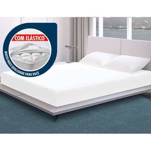 Capa Protetor Colchão Casal com Elástico Branca Resistente