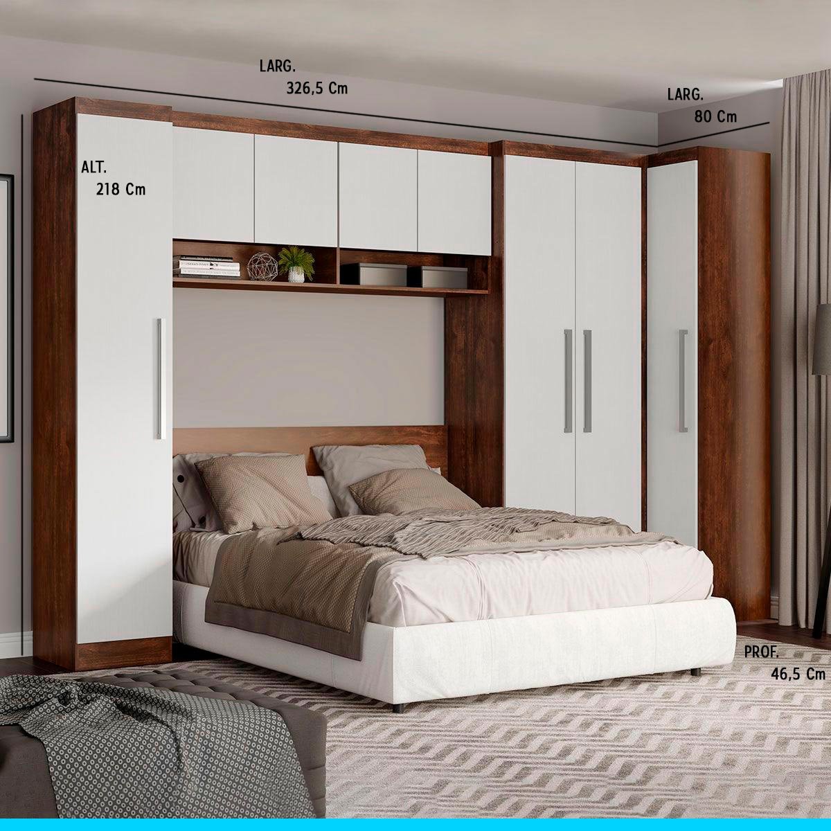 Guarda Roupa Casal de Canto Modulado Castanho Branco SEL05 | MadeiraMadeira