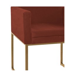 Poltrona Decorativa Bellinha Base de Ferro Dourado Suede - Doce Sonho Móveis - Terracota - 6