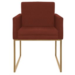 Poltrona Decorativa Bellinha Base de Ferro Dourado Suede - Doce Sonho Móveis - Terracota - 2