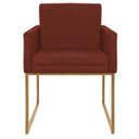 Ver imagem 2 de Poltrona Decorativa Bellinha Base de Ferro Dourado Suede - Doce Sonho Móveis - Terracota