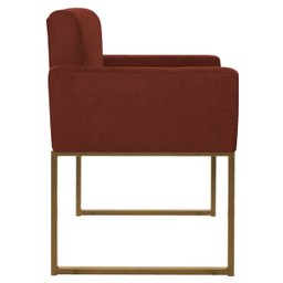 Poltrona Decorativa Bellinha Base de Ferro Dourado Suede - Doce Sonho Móveis - Terracota - 3