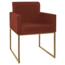 Ver imagem 1 de Poltrona Decorativa Bellinha Base de Ferro Dourado Suede - Doce Sonho Móveis - Terracota