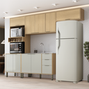 Ver imagem 1 de Cozinha Modulada Glória 4 Peças com Aéreo 1200 3 Portas e Torre 2 Fornos Bege/Castanho/Off White