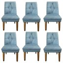 Ver imagem 1 de Kit 6 Cadeiras de Jantar Helena Tecido Pena Azul Ceu - Dominic Decor