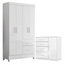 Ver imagem 1 de Guarda Roupa Solteiro Madri e Cômoda Vênus Branco Flex – Moval