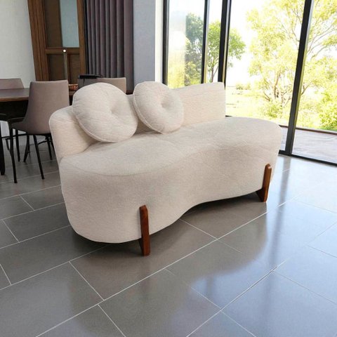 Namoradeira Sofá Feijão Lounge Orgânica Couro Bege