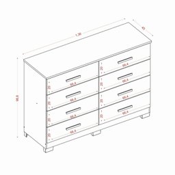 Cômoda para Quarto 8 Gavetas Moderno - 3