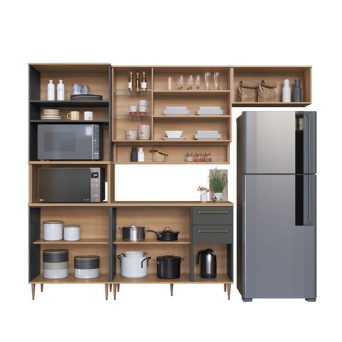 Armario de Cozinha Modulada 5 Peças com Tampo 280cm Isabelle Delmarco