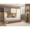 Quarto Juvenil Chiara 4 Peças - Roupeiro 2 Portas, Módulo Aéreo e Cama com Auxiliar - Off White - 1