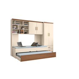 Quarto Juvenil Chiara 4 Peças - Roupeiro 2 Portas, Módulo Aéreo e Cama com Auxiliar - Off White - 2