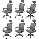 Ver imagem 1 de Kit 6 Cadeiras Escritório Presidente Tela Mesh Lyon Cinza