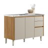Armário de Cozinha 3 Peças com Pia Inox Cp3 Pietá L06 Nature/off White - Mpozenato - 8