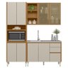 Armário de Cozinha 3 Peças com Pia Inox Cp3 Pietá L06 Nature/off White - Mpozenato - 6