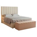 Ver imagem 1 de Cabeceira e Recamier Bau Casal 140 Cm Dalia Suede Bege Artte Bege