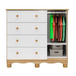 Cômoda Infantil 95cm 1 Porta com Janela e 4 Gavetas Mimo 100% MDF Espresso Móveis - 3