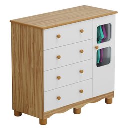 Cômoda Infantil 95cm 1 Porta com Janela e 4 Gavetas Mimo 100% MDF Espresso Móveis - 2