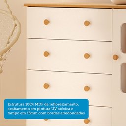 Cômoda Infantil 95cm 1 Porta com Janela e 4 Gavetas Mimo 100% MDF Espresso Móveis - 8