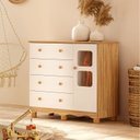 Ver imagem 1 de Cômoda Infantil 95cm 1 Porta com Janela e 4 Gavetas Mimo 100% MDF Espresso Móveis