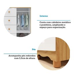 Cômoda Infantil 95cm 1 Porta com Janela e 4 Gavetas Mimo 100% MDF Espresso Móveis - 11