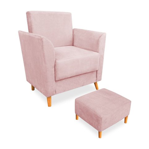Poltrona de Amamentação com Puff Flavia Suede - Pallazio