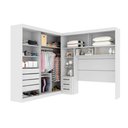 Ver imagem 3 de Guarda Roupa Casal Sparta 4 Portas de Correr 3 Gavetas MDF com Cabeceira Queen Branco Leifer Móveis