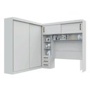 Ver imagem 1 de Guarda Roupa Casal Sparta 4 Portas de Correr 3 Gavetas MDF com Cabeceira Queen Branco Leifer Móveis