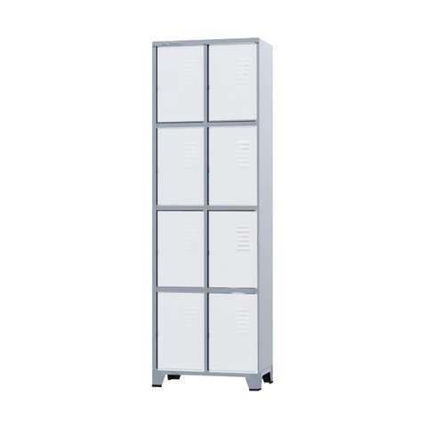 Armário Roupeiro De Aço Para Vestiário 8 Portas Locker Branco
