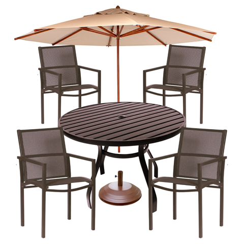 Conjunto de Mesa Aluminio 1,20m + 4 Cadeiras Área Jardim Piscina Resistente Sol Chuva Maresia