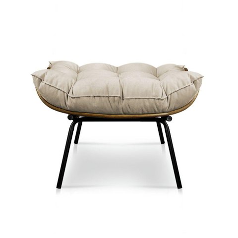 Puff Costela Suede Bege Base Metal