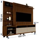 Ver imagem 3 de Estante e Home Theater Ripado para TV até 60 Polegadas MDF 180cmx190cm Rodízios Nobre Marrom Nature/Off White